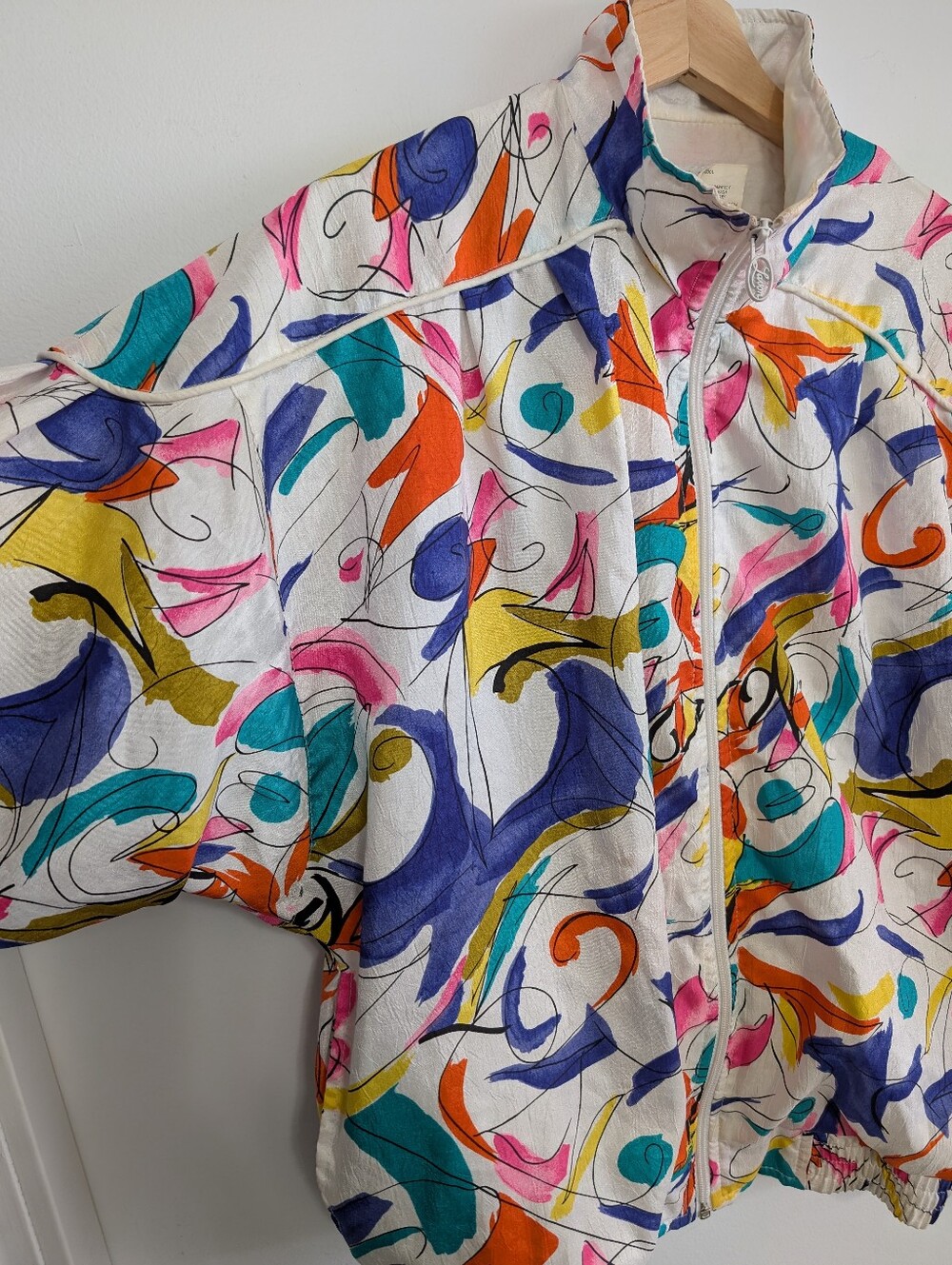 Vintage Lavon Petites Small Windbreaker Colorful Funky Oversized Jacket Abstract